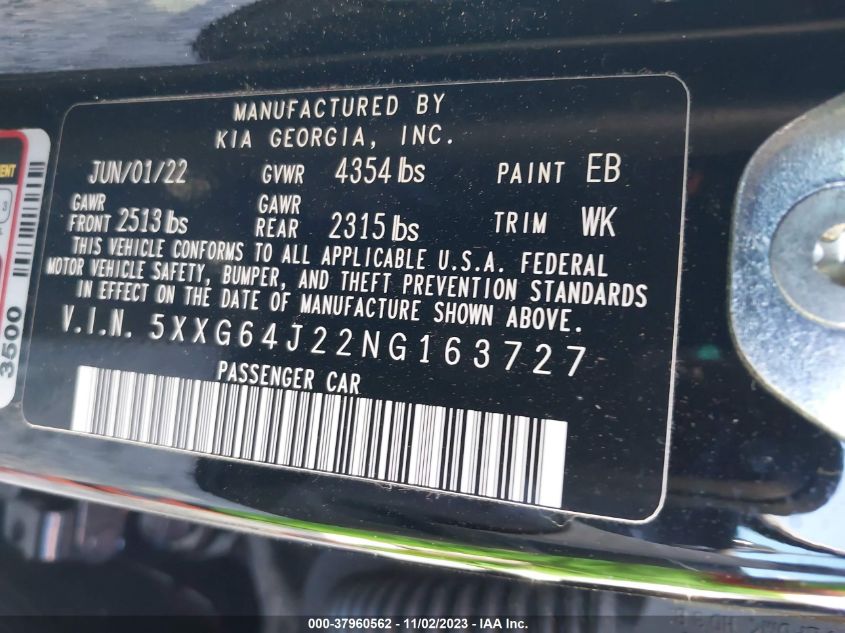 2022 KIA K5 GT-LINE - 5XXG64J22NG163727