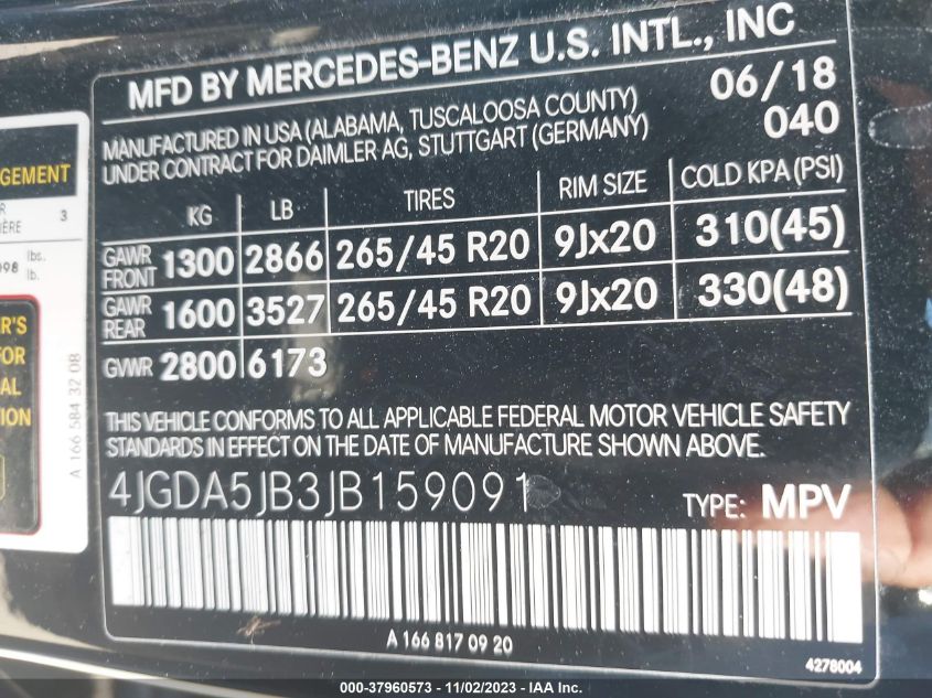 2018 MERCEDES-BENZ GLE 350 - 4JGDA5JB3JB159091