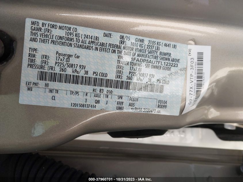 2015 FORD C-MAX HYBRID SE - 1FADP5AU7FL123223