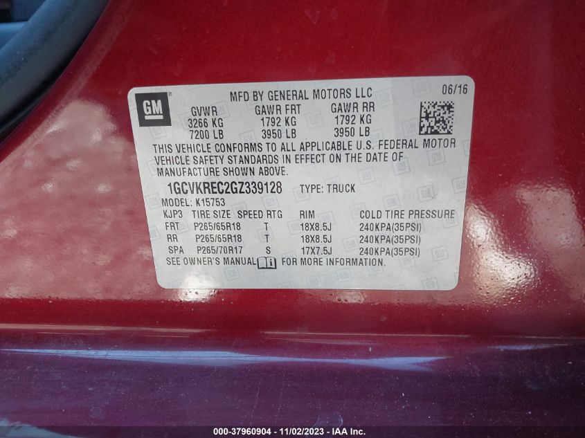 2016 CHEVROLET SILVERADO 1500 1LT - 1GCVKREC2GZ339128