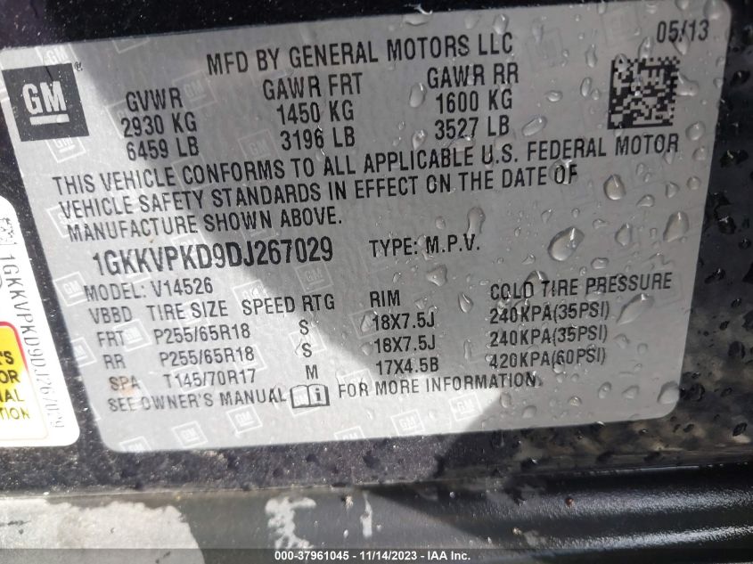 2013 GMC ACADIA SLE - 1GKKVPKD9DJ267029
