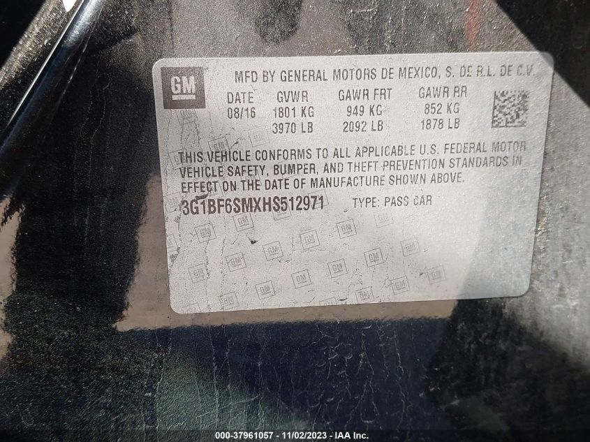 2017 CHEVROLET CRUZE PREMIER - 3G1BF6SMXHS512971