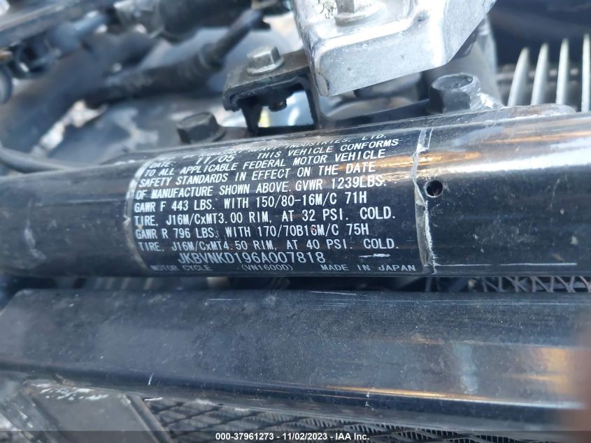 2006 KAWASAKI VN1600 D6F JKBVNKD196A007818