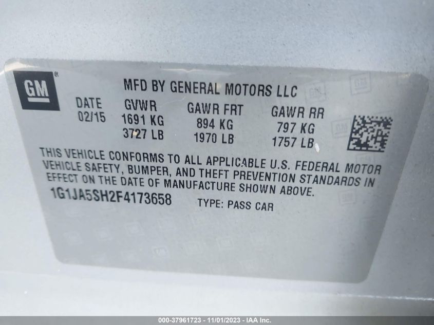 2015 CHEVROLET SONIC LS AUTO - 1G1JA5SH2F4173658