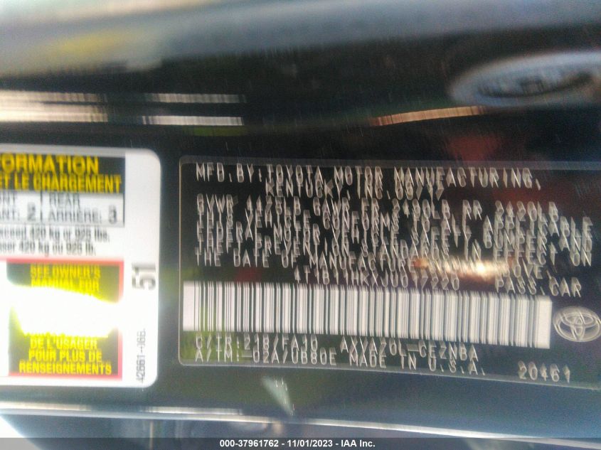 2018 TOYOTA CAMRY LE/SE/XLE/L - 4T1B11HKXJU017220