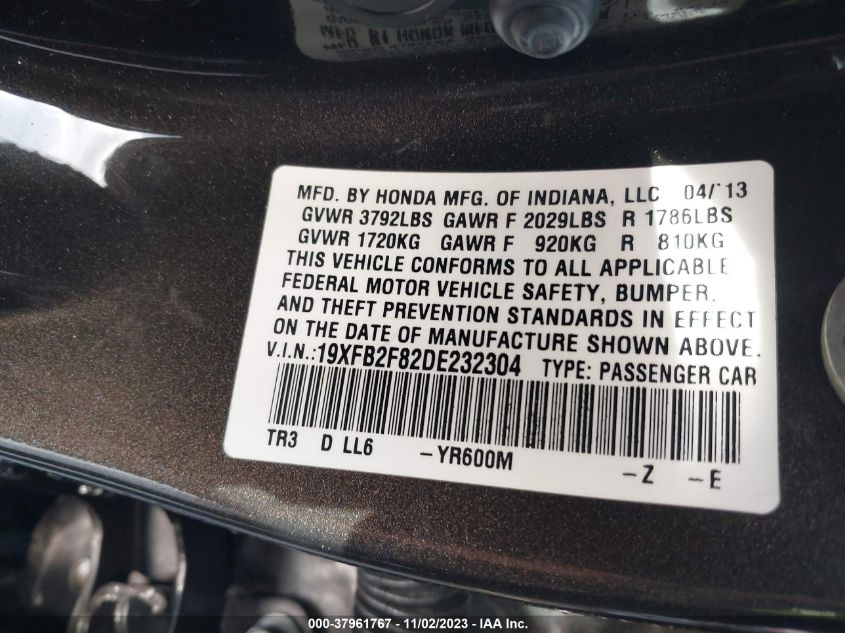 2013 HONDA CIVIC EX - 19XFB2F82DE232304