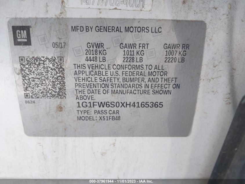 2017 CHEVROLET BOLT EV LT - 1G1FW6S0XH4165365