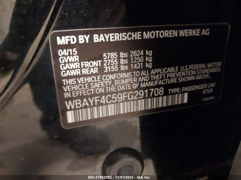 2015 BMW 740LI XDRIVE WBAYF4C59FG291708