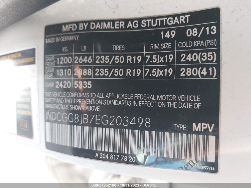 2014 MERCEDES-BENZ GLK 350 - WDCGG8JB7EG203498