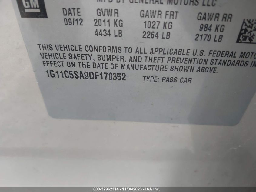 2013 CHEVROLET MALIBU 1LT - 1G11C5SA9DF170352