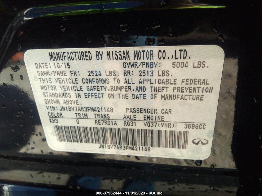 2015 INFINITI Q50 PREMIUM - JN1BV7AR3FM421148