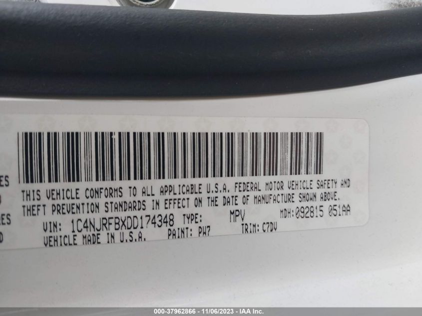 2013 JEEP PATRIOT LATITUDE - 1C4NJRFBXDD174348