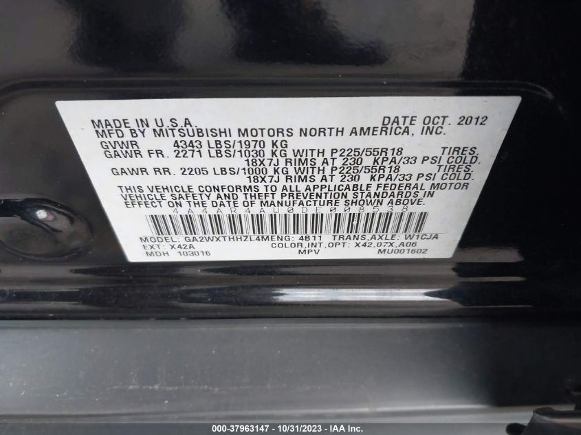 2013 MITSUBISHI OUTLANDER SPORT SE - 4A4AR4AU0DE008538