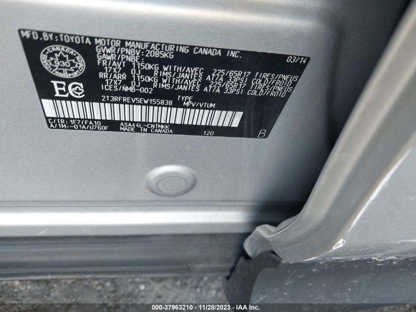 2014 TOYOTA RAV4 XLE - 2T3RFREV5EW155838