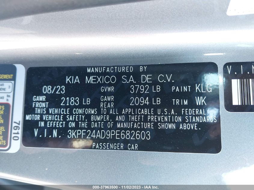 2023 KIA FORTE LX/LXS - 3KPF24AD9PE682603