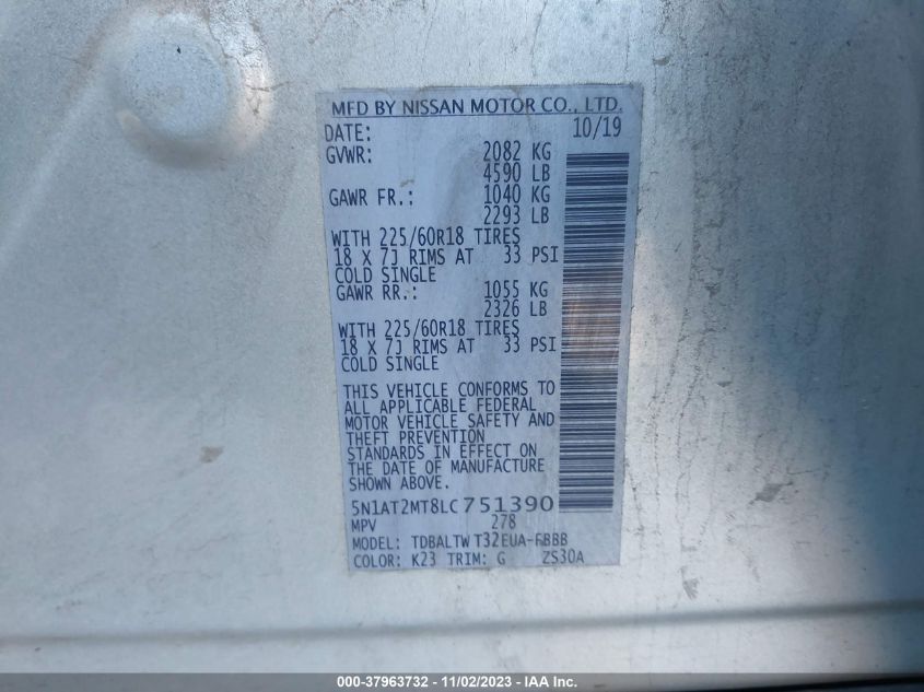 2020 NISSAN ROGUE S/SL/SV - 5N1AT2MT8LC751390