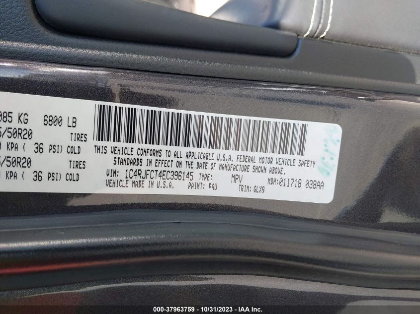 2014 JEEP GRAND CHEROKEE OVERLAND - 1C4RJFCT4EC396145