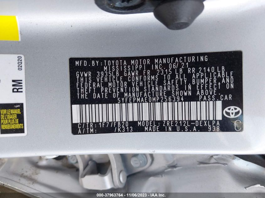 2021 TOYOTA COROLLA LE - 5YFEPMAE0MP256394