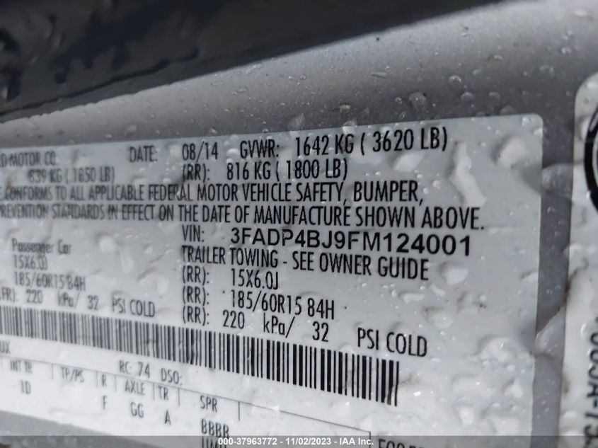 2015 FORD FIESTA SE - 3FADP4BJ9FM124001