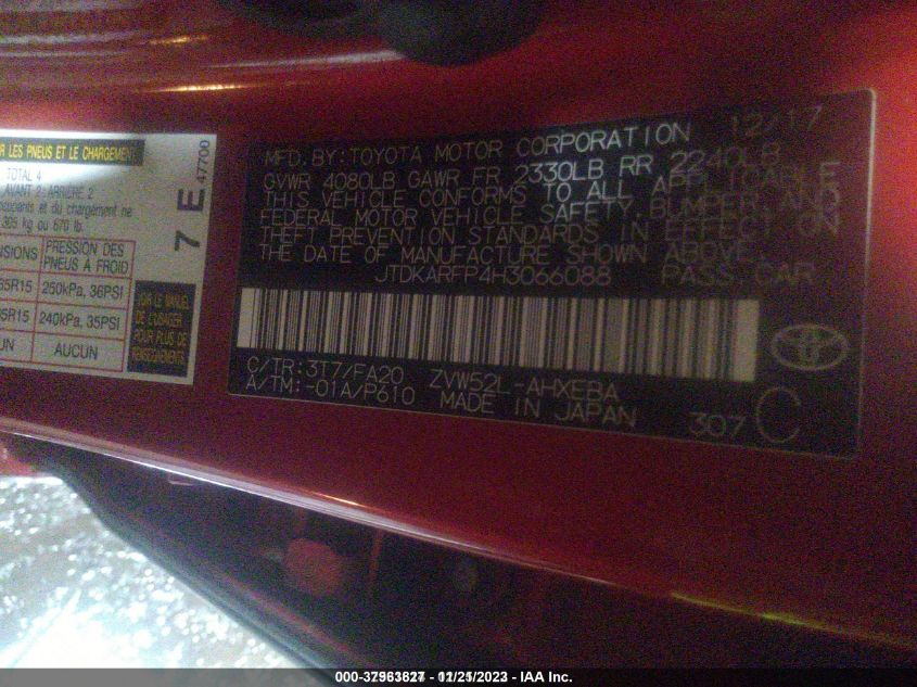 2017 TOYOTA PRIUS PRIME PLUS JTDKARFP4H3066088