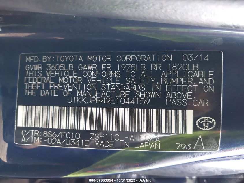 2014 TOYOTA SCION XD - JTKKUPB42E1044159