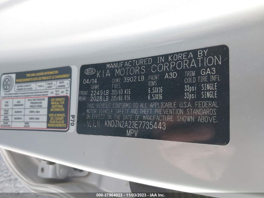 2014 KIA SOUL - KNDJN2A23E7735443