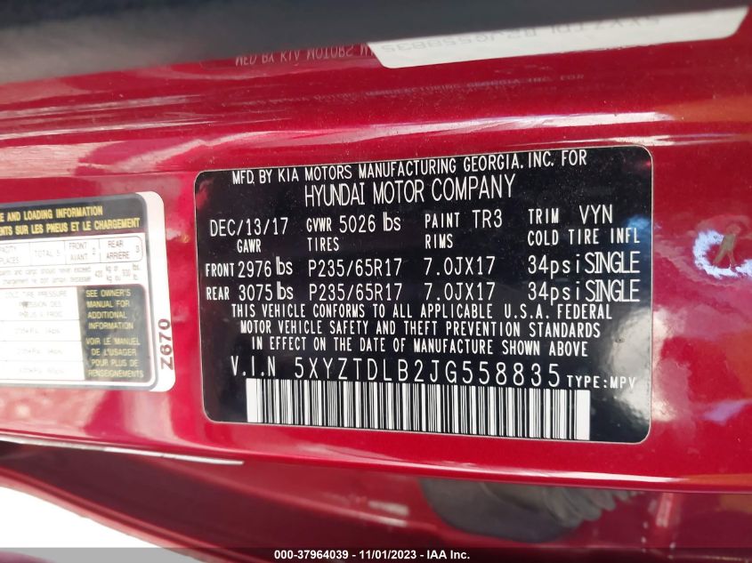 2018 HYUNDAI SANTA FE SPORT 2.4L - 5XYZTDLB2JG558835