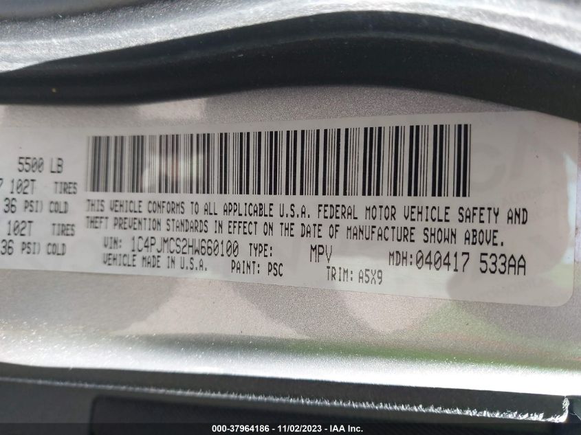 2017 JEEP CHEROKEE LATITUDE - 1C4PJMCS2HW660100