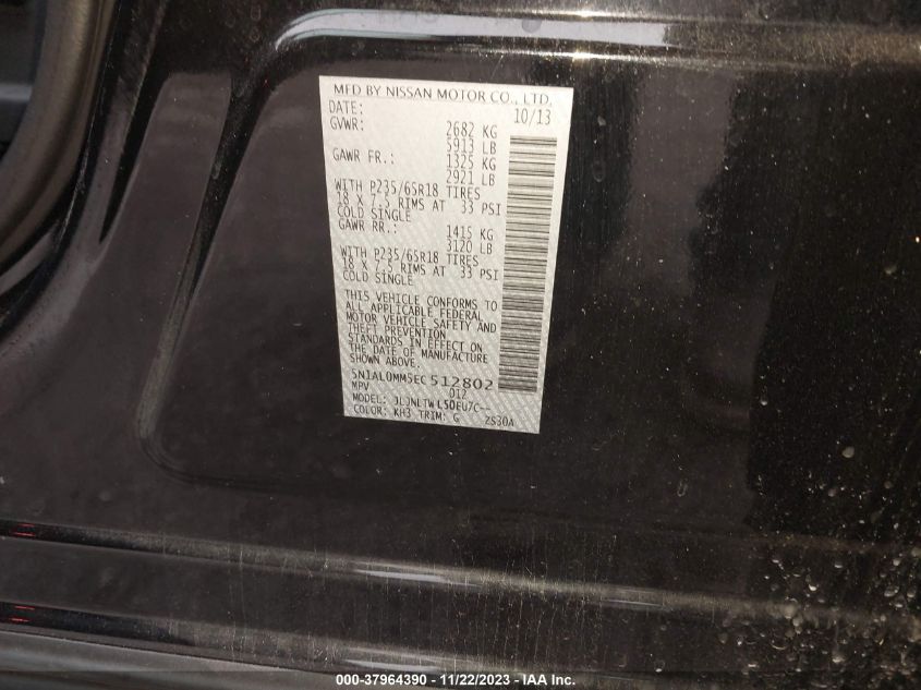 2014 INFINITI QX60 - 5N1AL0MM5EC512802