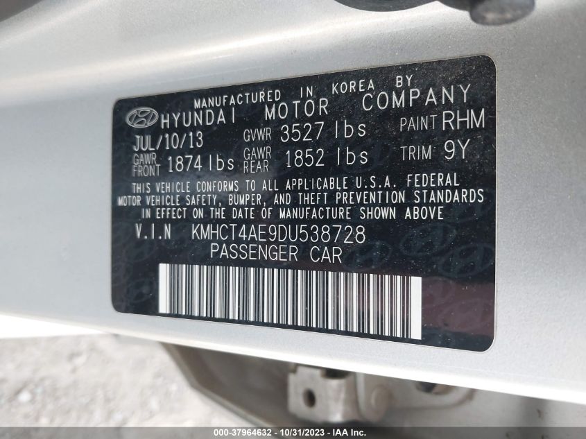 2013 HYUNDAI ACCENT GLS - KMHCT4AE9DU538728