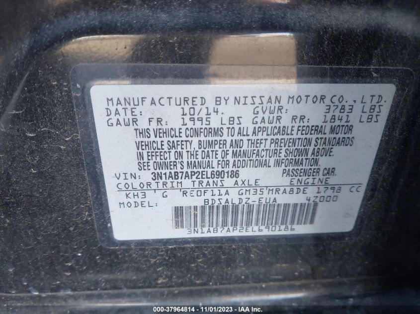 2014 NISSAN SENTRA SV - 3N1AB7AP2EL690186