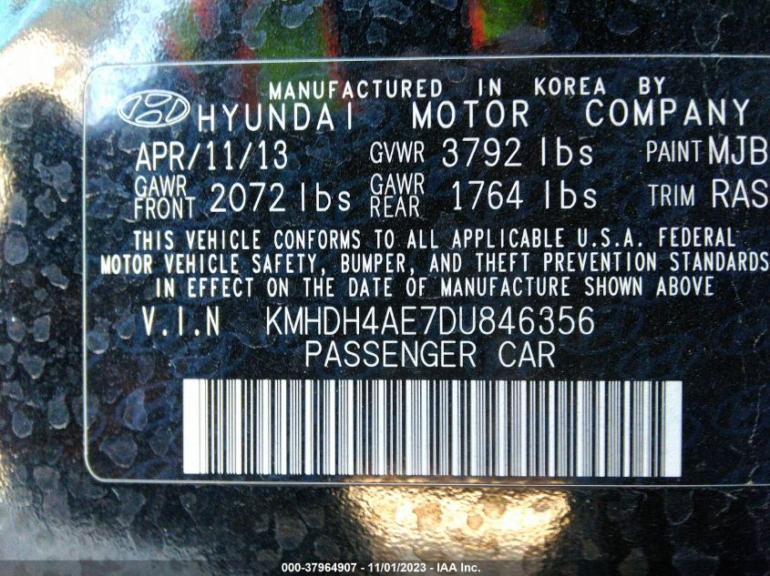 2013 HYUNDAI ELANTRA GLS - KMHDH4AE7DU846356