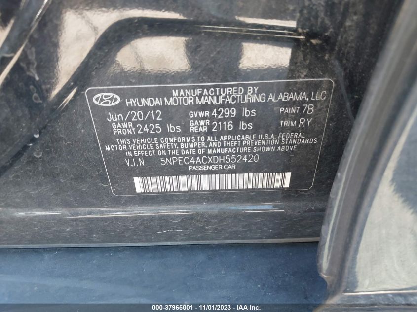 2013 HYUNDAI SONATA SE/LIMITED - 5NPEC4ACXDH552420