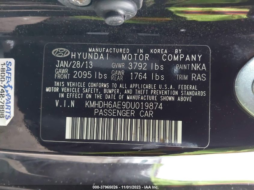 2013 HYUNDAI ELANTRA GS - KMHDH6AE9DU019874