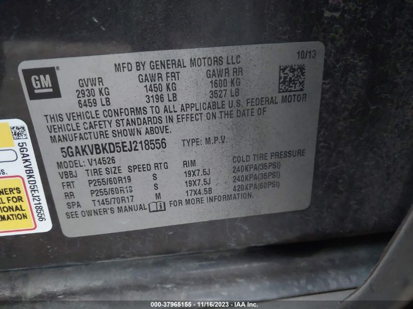 2014 BUICK ENCLAVE LEATHER - 5GAKVBKD5EJ218556