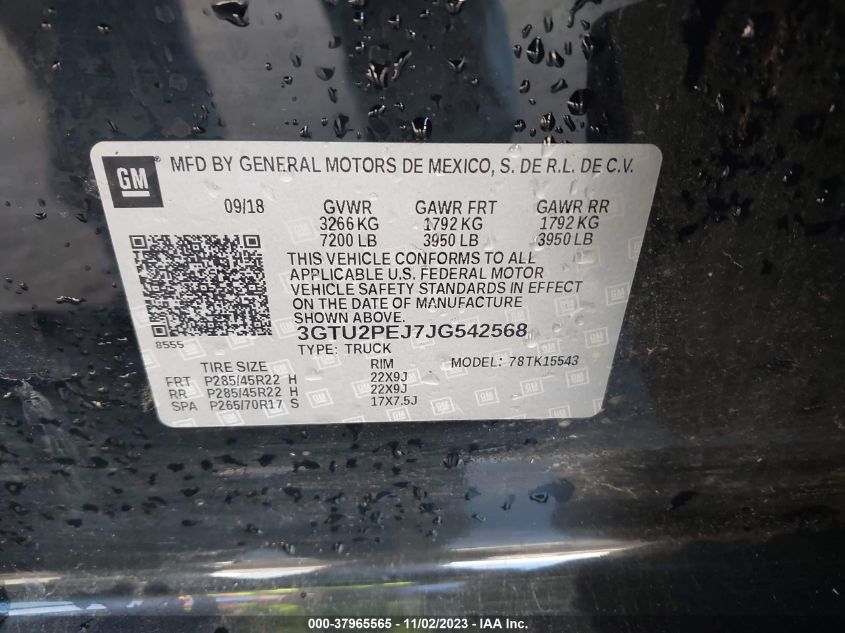 2018 GMC SIERRA 1500 DENALI - 3GTU2PEJ7JG542568