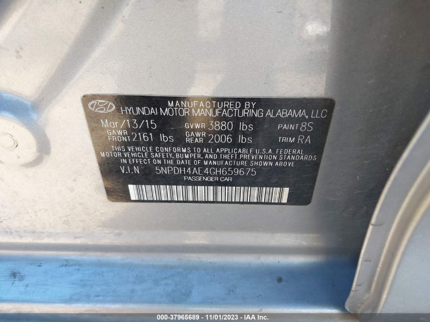 2016 HYUNDAI ELANTRA SE/SPORT/LIMITED - 5NPDH4AE4GH659675
