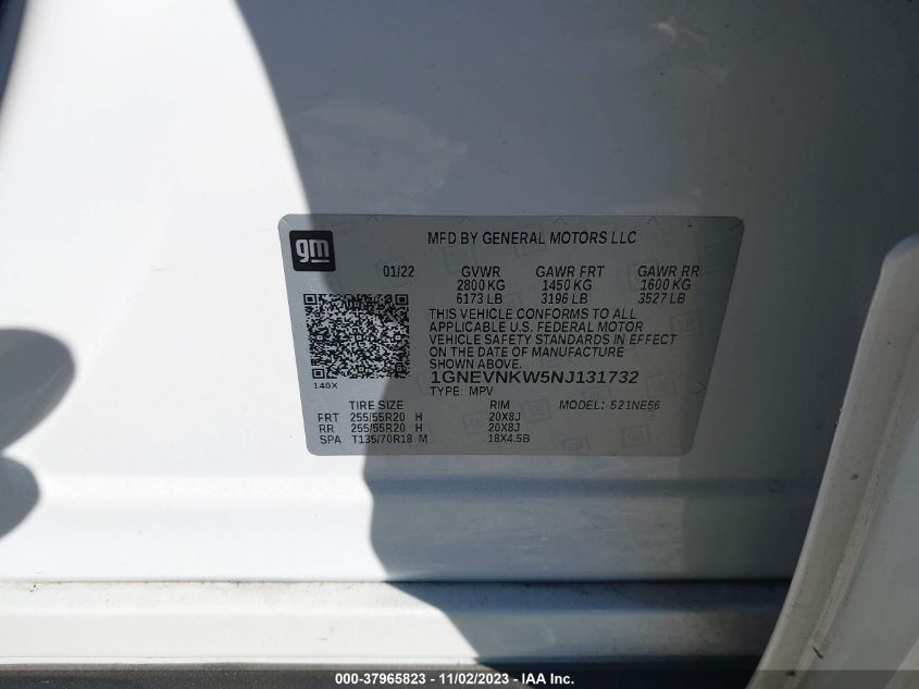 2022 CHEVROLET TRAVERSE HIGH COUNTRY - 1GNEVNKW5NJ131732