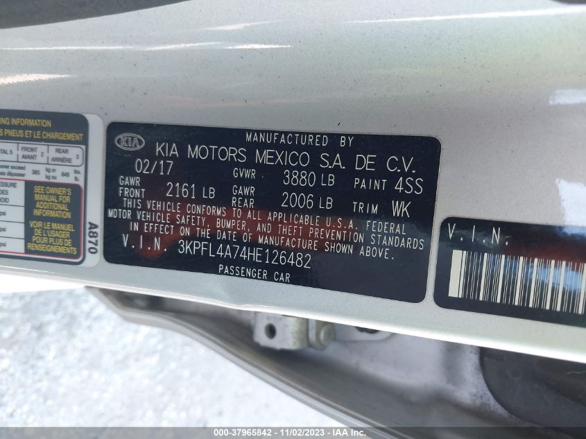 2017 KIA FORTE LX/S - 3KPFL4A74HE126482