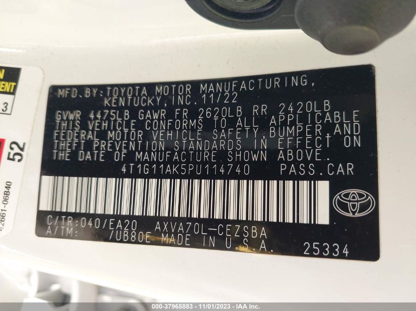 2023 TOYOTA CAMRY SE/SE NIGHTSHADE - 4T1G11AK5PU114740