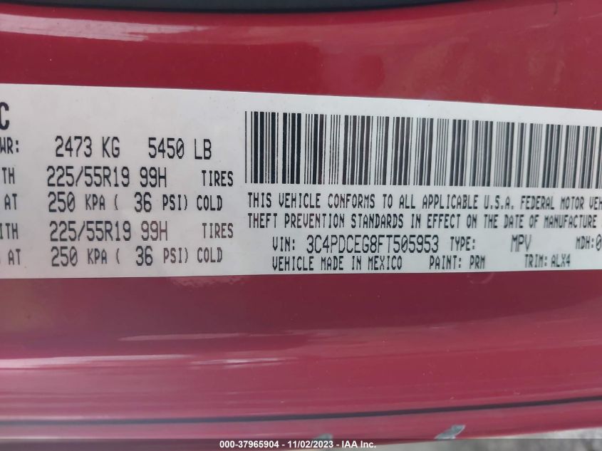 2015 DODGE JOURNEY R/T - 3C4PDCEG8FT505953