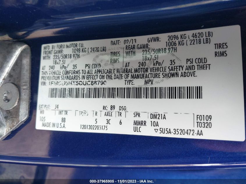 2013 FORD ESCAPE SEL - 1FMCU0HX5DUC88790