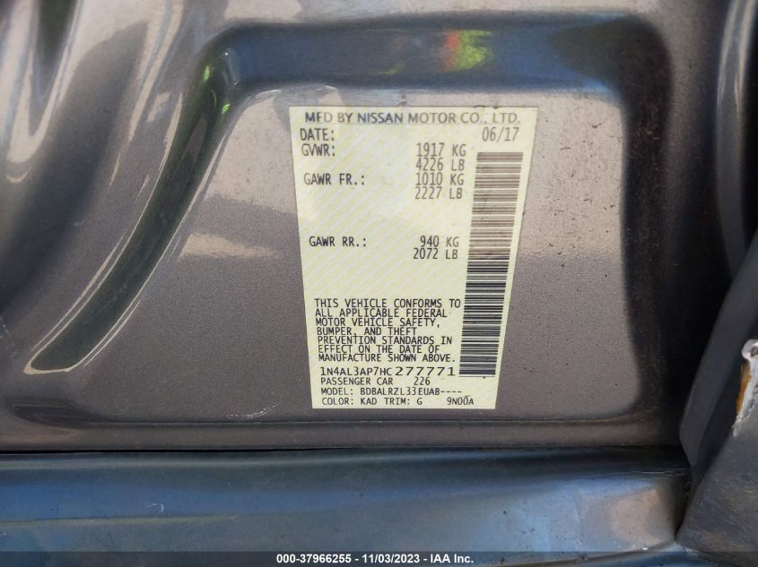 2017 NISSAN ALTIMA 2.5/S/SV/SL/SR - 1N4AL3AP7HC277771
