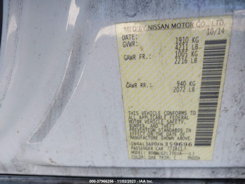 2015 NISSAN ALTIMA 2.5 S - 1N4AL3AP0FN359696