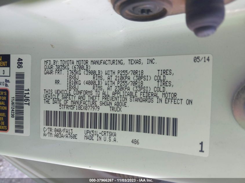 2014 TOYOTA TUNDRA 2WD TRUCK SR/SR5 5TFRM5F18EX077979