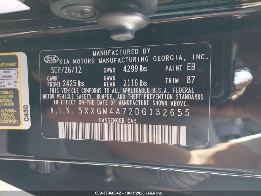 2013 KIA OPTIMA LX - 5XXGM4A72DG132655