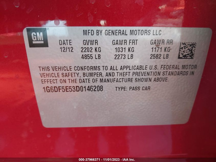 2013 CADILLAC CTS SEDAN LUXURY 1G6DF5E53D0146208