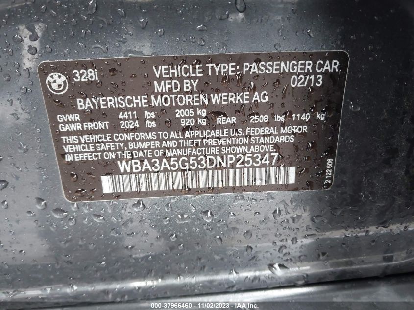 2013 BMW 328I I - WBA3A5G53DNP25347