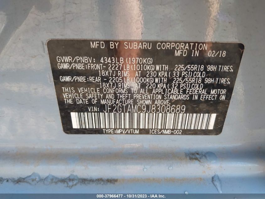 2018 SUBARU CROSSTREK LIMITED - JF2GTAMC9J8308689