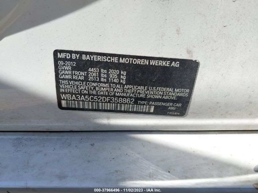 2013 BMW 3 SERIES 328I - WBA3A5C52DF358862